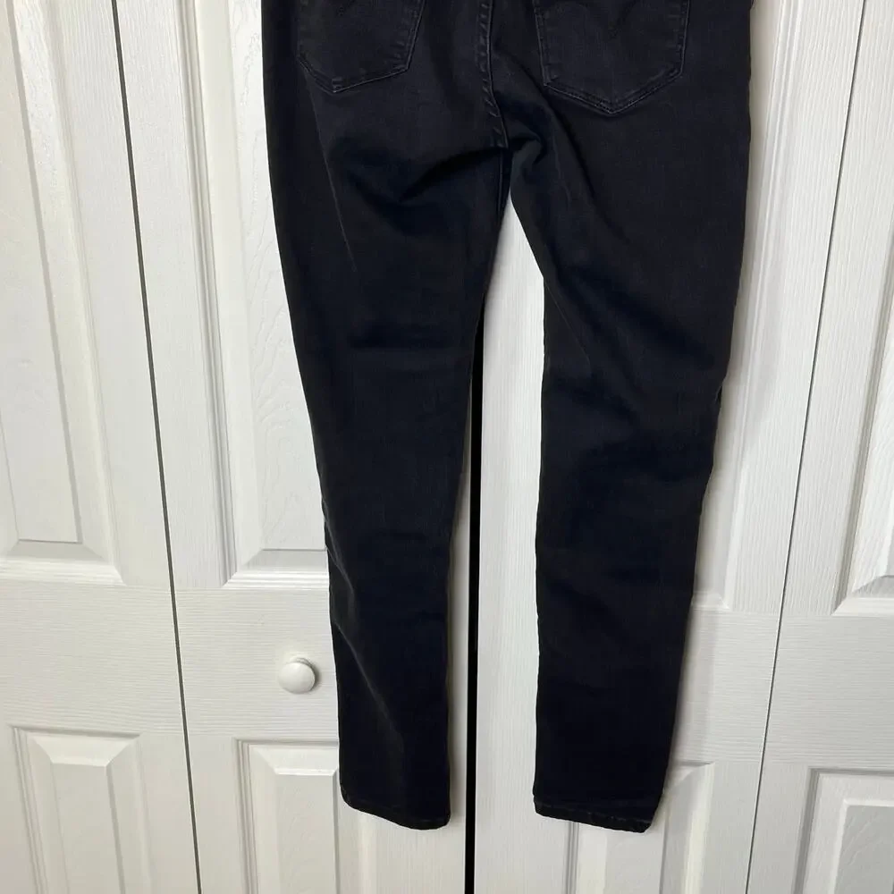 Levi's 711 Skinny Jeans Black 28 Distressed Ripped Knee